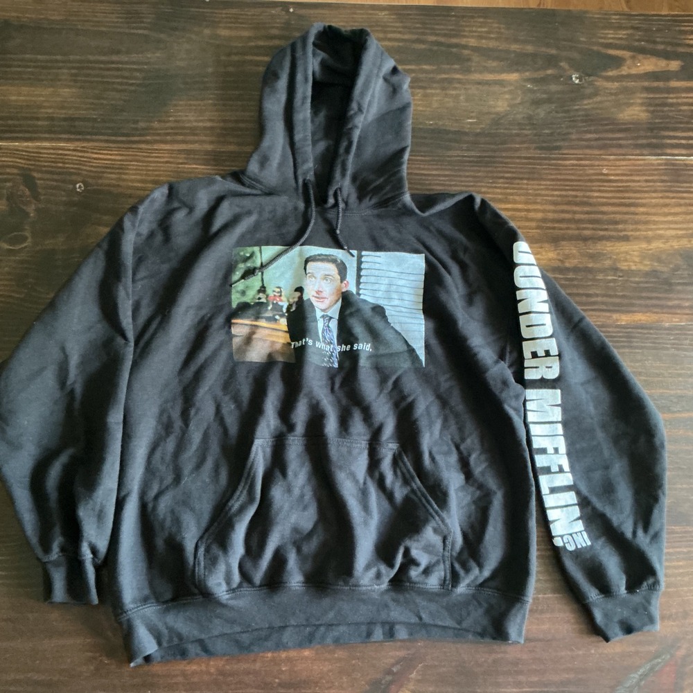 The Office Michael Scott Thats What She Said Hoodie Black Dunder Mifflin Large